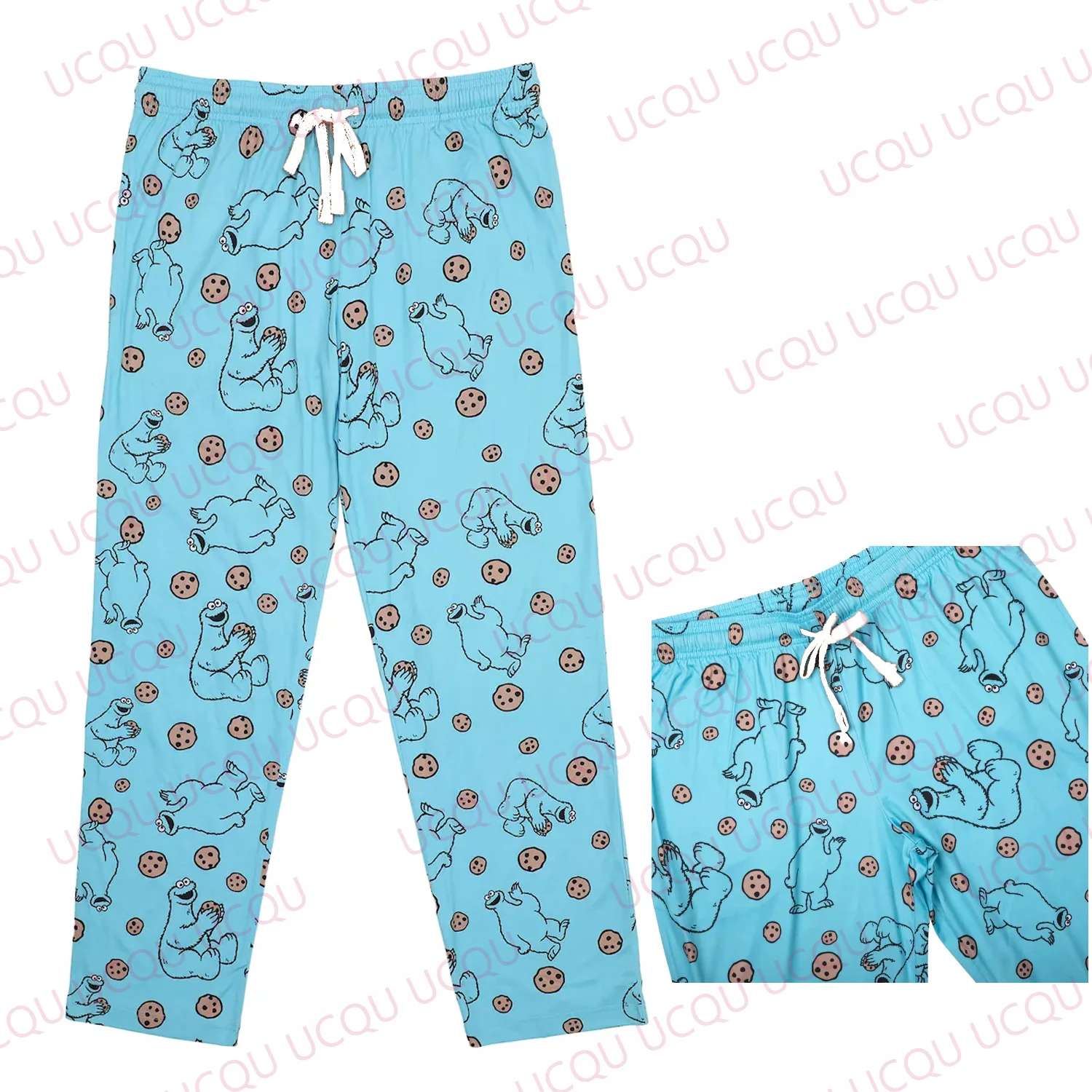 Sesame Street Cookie Monster Blue Adult Womens Sleep PantsOversized Adult/Kids Pajama Long Pants