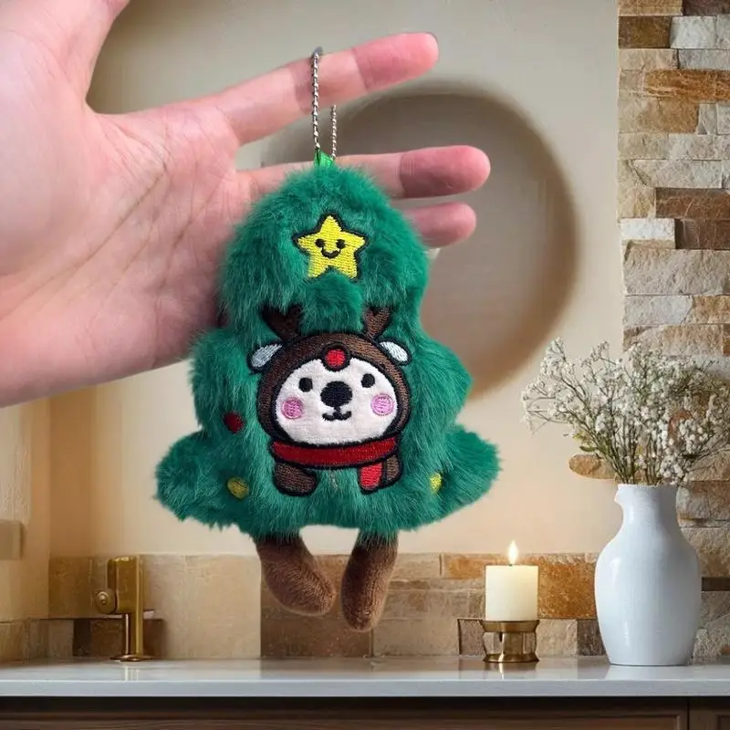 Bonito dos desenhos animados de pelúcia árvore de natal boneca pingente criativo mochila pendurado ornamento decorativo