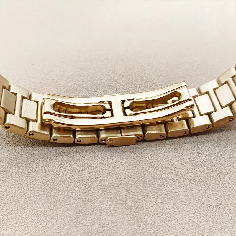 Różowe złoto Nautilus futerał na zegarek i pasek dopasowany do przezroczysty tył NH35 NH36 7S pokrowiec na zegarek do nurkowania 20ATM szafirowe męskie