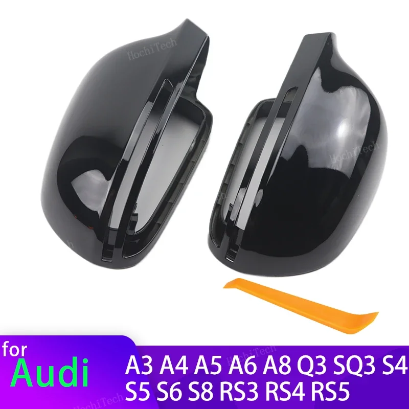 Carbon Fiber Look Black Mirror Cover Rearview Side Mirror Cap for Audi A3 A4 A5 A6 A8 Q3 SQ3 S4 S5 S6 S8 RS3 RS4 RS5 B8 B8.5 8P 