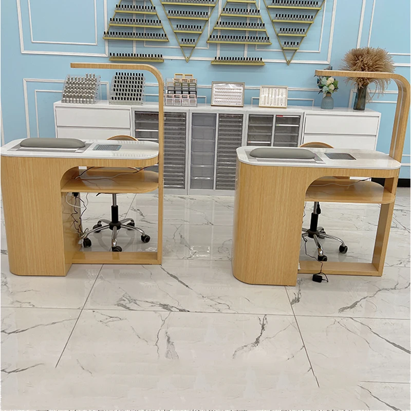 Wood Dust Collector Nail Desk Chair European Aesthetic Luxury Nail Table Designer Storage Organizer Nagel Tische Salon Furniture