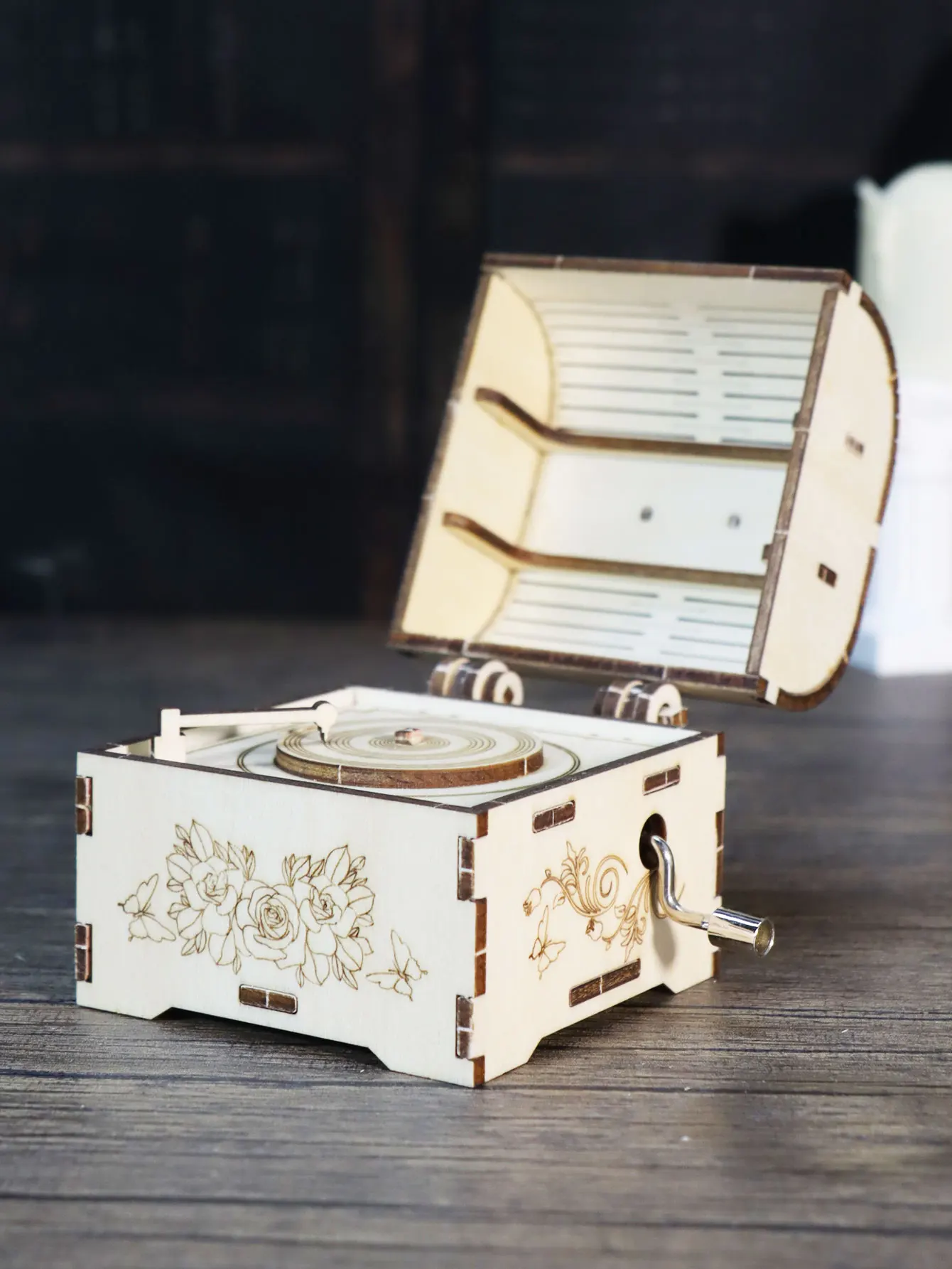 لغز خشبي ثلاثي الأبعاد صندوق تشغيل الموسيقى الكنز اليدوي أنت بلدي أشعة الشمس مجموعة نماذج تجميع يدوية للعطلات وأعياد الميلاد وهدايا عيد الميلاد #2