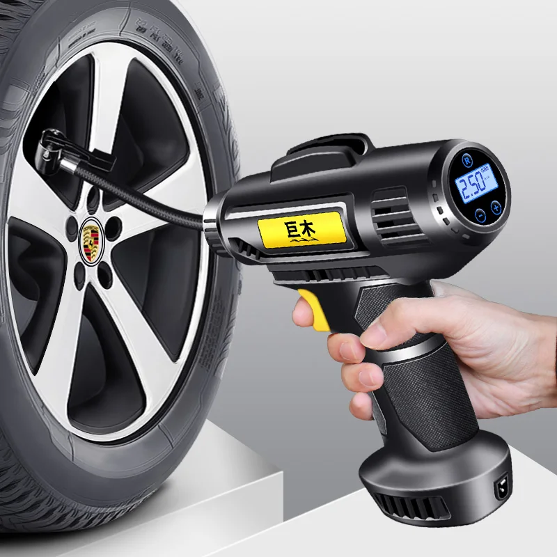 

Портативный воздушный компрессор 120 Вт, беспроводной/проводной, для накачивания шин, цифровой, для автомобиля, велосипеда, мячей