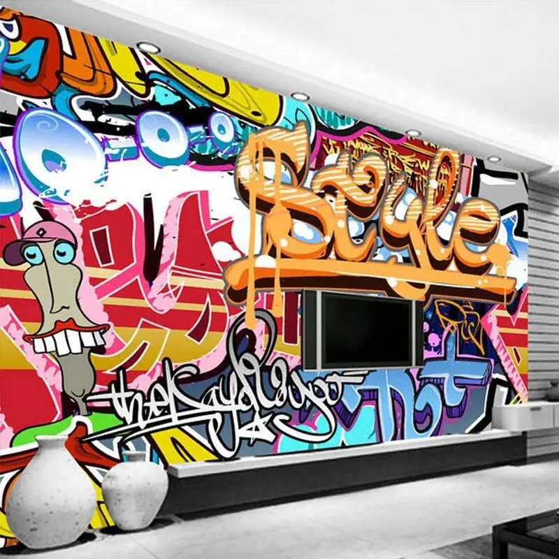 

Custom Size Mural 3D Cartoon Graffiti Photo Wallpaper Modern Style Living Room Bedroom Home Decor Wall Painting Background