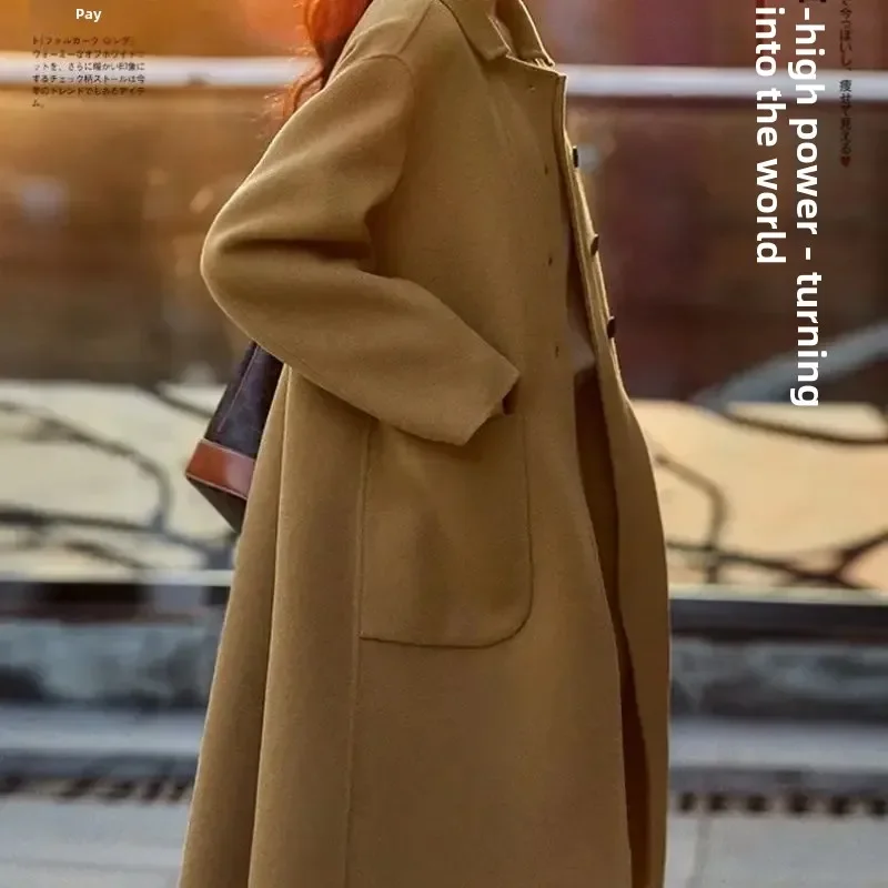 Dámský volný fleecový kabát pro větší velikosti, luxusní, oboustranný, střední délky, podzim/zima, nový přírůstek, moderní kabát - náhled 3