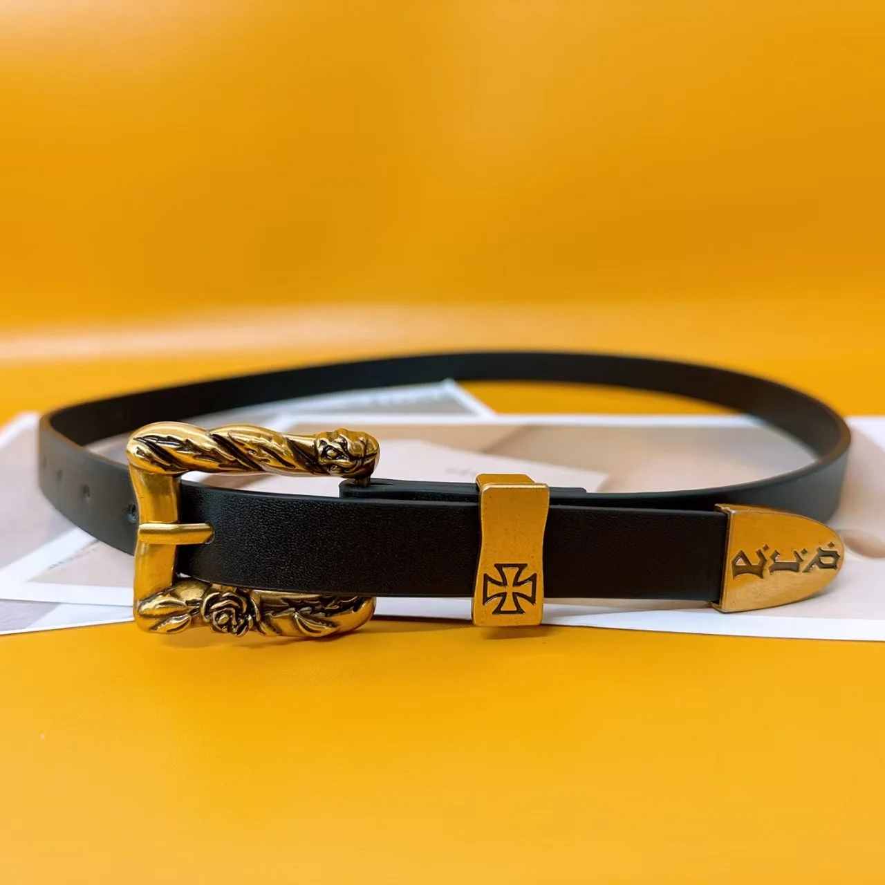 Fashionable Women's Belt Advanced Metal Letter Buckle 2.0cm Width Woman's Dress Jeans Thin Waistband