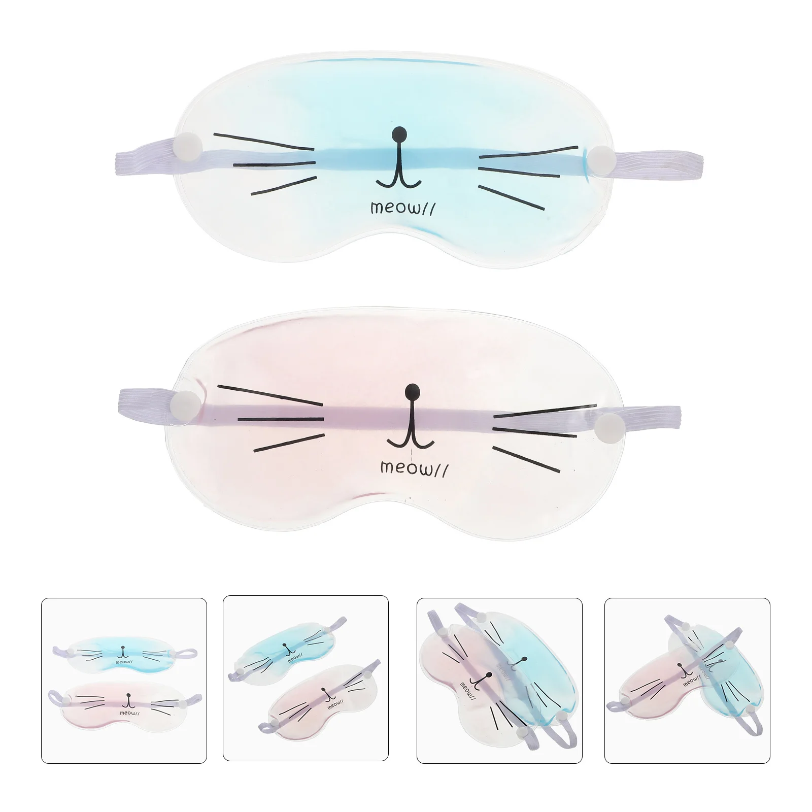 

2Pcs Cooling Ice Eye Masks Lovely Cat Print Reusable Eye Patches Sleep Aid Relieve Puffiness Fatigue Sleep Masks