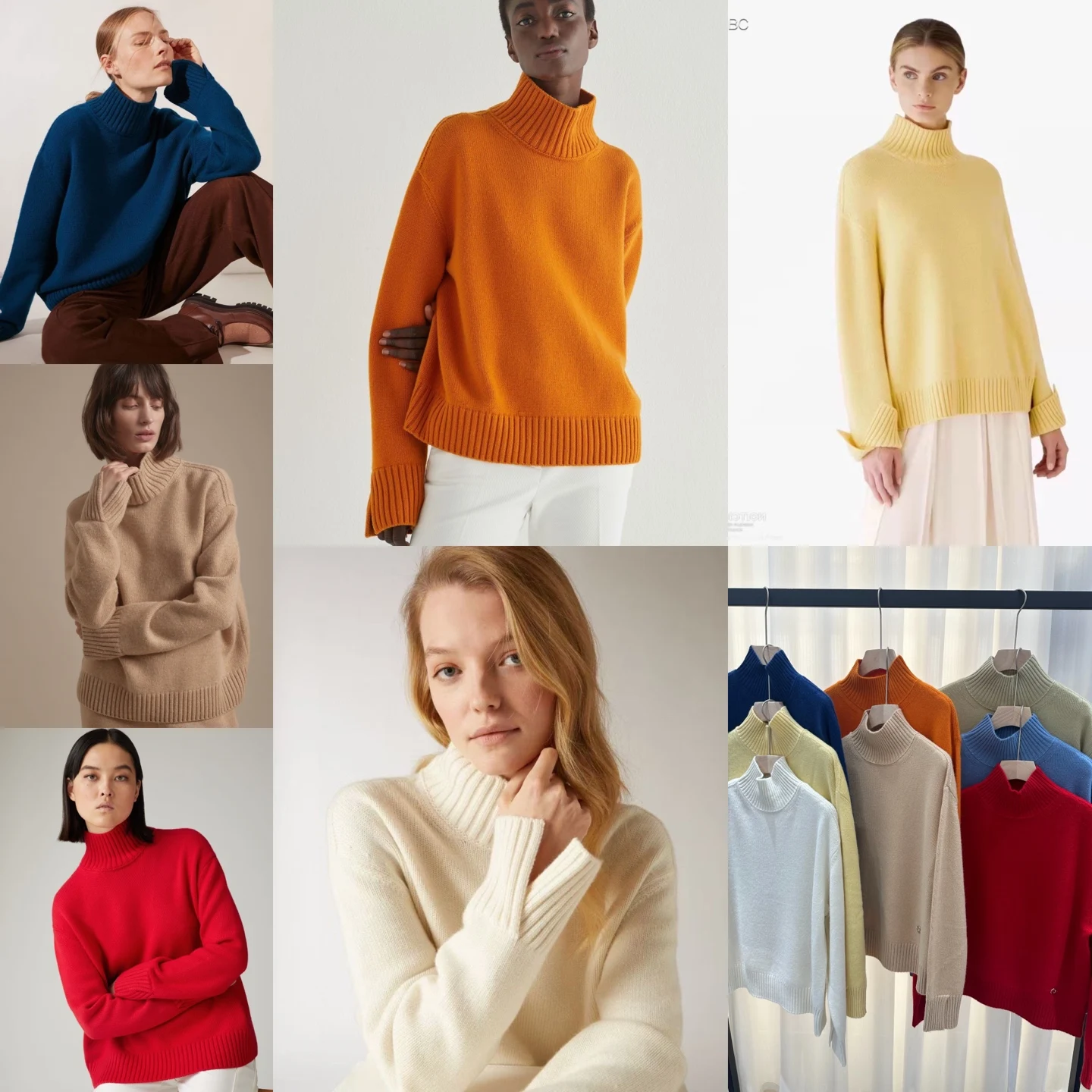 

Autumn And Winter Solid Color High Collar Cashmere Women'S Pullover Loose Thick Bottoming Sweater Skin-Friendly Long Sleeve Knit
