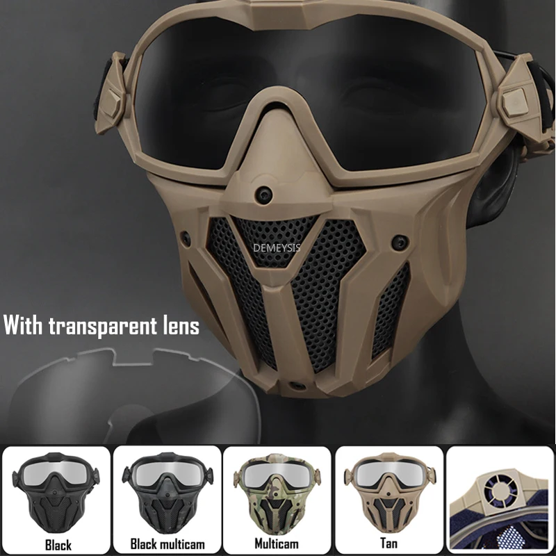 

2 Lens Airsoft Mask Full Face Tactical Paintball Shooting Protective Mask with Anti-fog Goggles Hunting Combat Face Masks