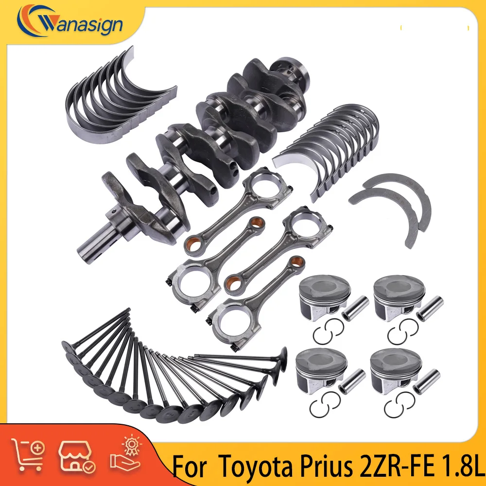 2ZR-FE Engine Parts Rebuild Crankshaft Piston Bearings Con-Rod Set Fit 1.8 L L4 Gas For Toyota Prius Corolla LEXUS CT200H 1.8L