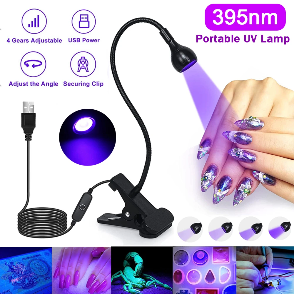 E2 Led Ultraviolet Lights UV Nail Lamp 395nm UV Led Desk Lamp Black Lights Manicure Dryer UV Curing Light Resin Curing Nail Arts