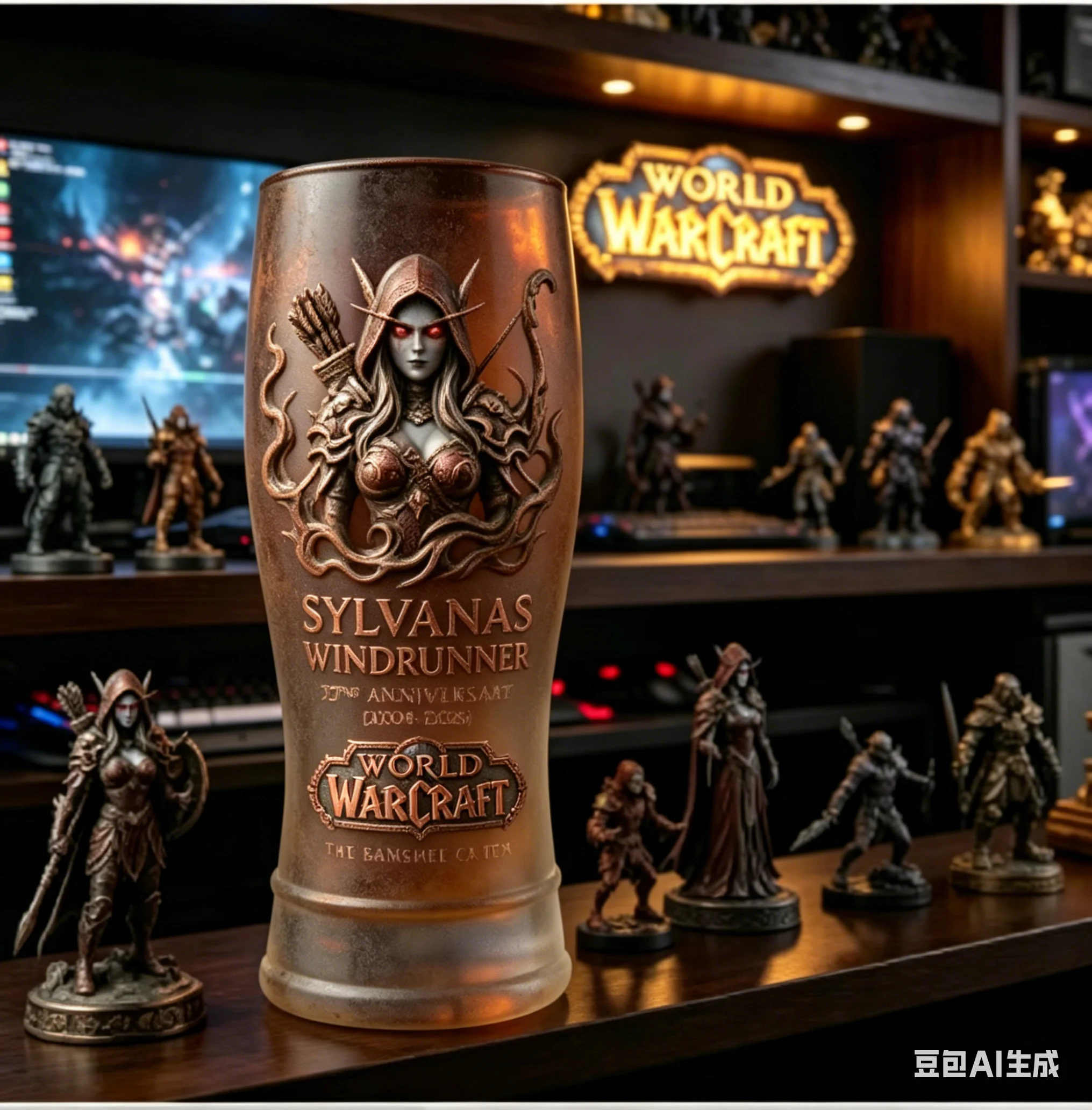 

Sylvanas Windrunner Glass Cup World of Warcraft 22nd Anniversary The Banshee Queen Beer Mug for Fans Collection Home Bar Decor