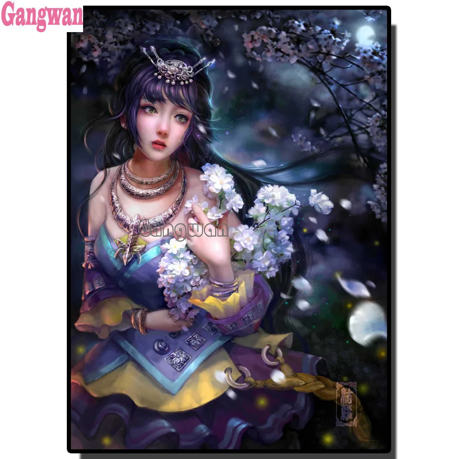 DIY diamond painting cross stitch flower beautiful woman full diamond embroidery Crying girl 5D mosaic handmade home decoration