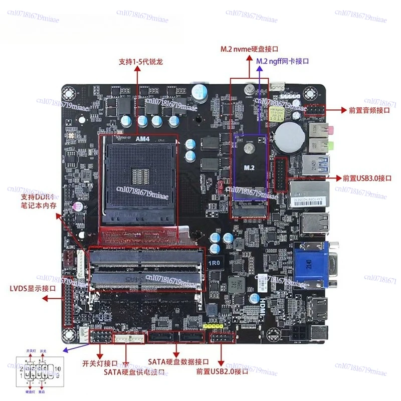Встроенная основная плата Mini HTPC 2345 Performance Super A320 A300AM4-T15 ITX 17*17