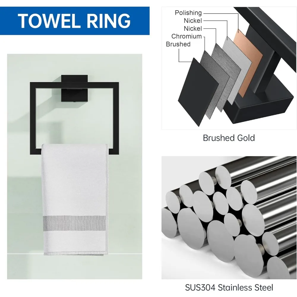 Набор фурнитуры для ванной комнаты из нержавеющей стали, настенный держатель для полотенец, держатель для туалетной бумаги, крючки, аксессуары для ванной, 23,6 дюйма