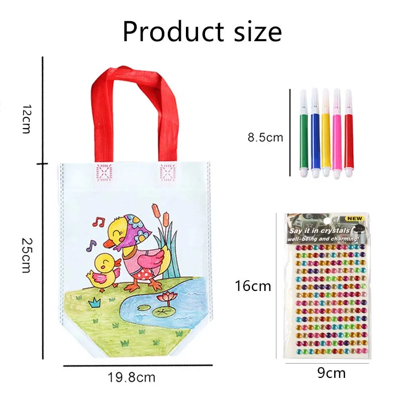 Graffiti Bags Set Children Painting Toys Cartoon Pattern Handmade DIY Art Coloring Game Puzzle Toy Drawing Diamond Stickers TMZ