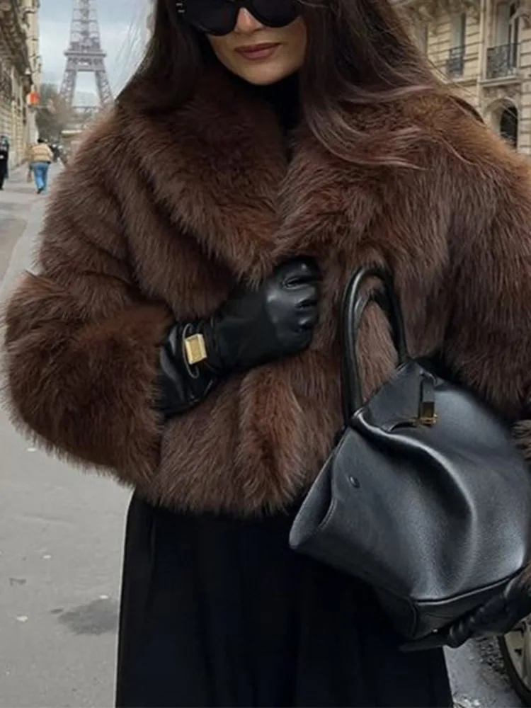 ZMEENNA Chic Faux Fur Coat For Women Warm And Stylish Long Sleeve Winter Outerwear With Lapel Collar And Pockets ZM3907