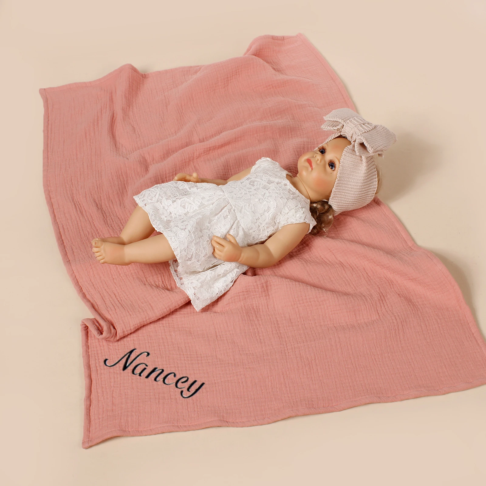 

Custom Name Baby Blanket Muslin Swaddle Cotton Receive Blankets for New Born Bath Towel 4 Layers Bedding Baby Items Mother Kids