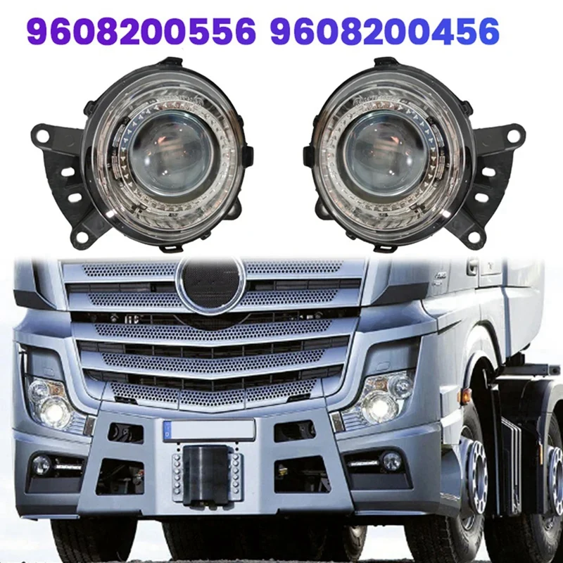 1Pair Truck Front LED Fog Lamp Daytime Running White Lights For Benz Actros MP4 2011-2019 Emark E4 9438200156 9438200056