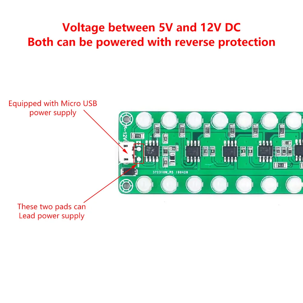 DC5-12V Acoustic sensor spectrum audio power amplifier level meter LED indicator flash melody light sound partner Display Module