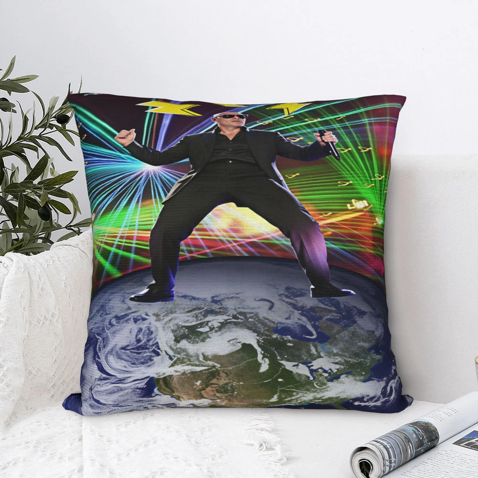 Pitbull Mr Worldwide Tour Pillow Case  Print Pillow Cover Retro Trendy Cushion Cover For Living Room Chair
