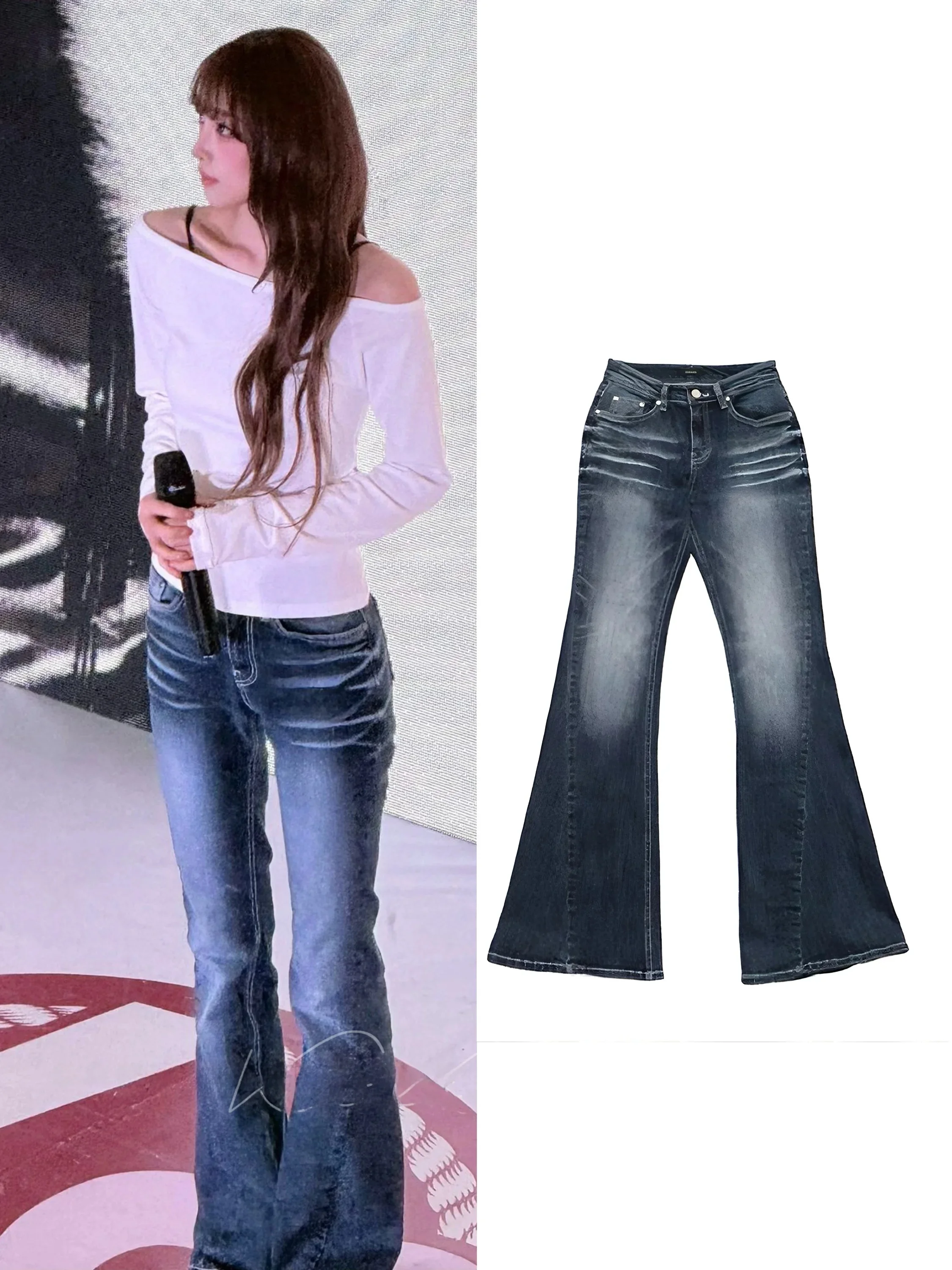 

Low Waist Bell Bottom Denim Jeans Women's American Style Retro High Waist Cotton Stretch Denim Summer Fashion Ladies Jeans