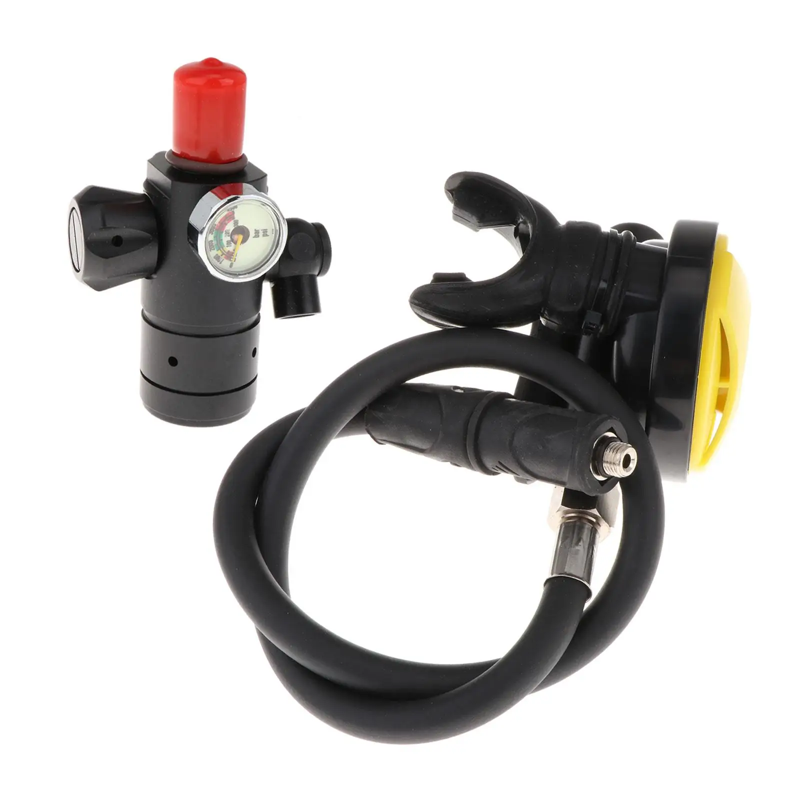 

Scuba Diving Equipment Set Scuba Regulator First Stage Relief Valve 23.6inch Hose Diving Cylinder Valve with Pressure Gauge