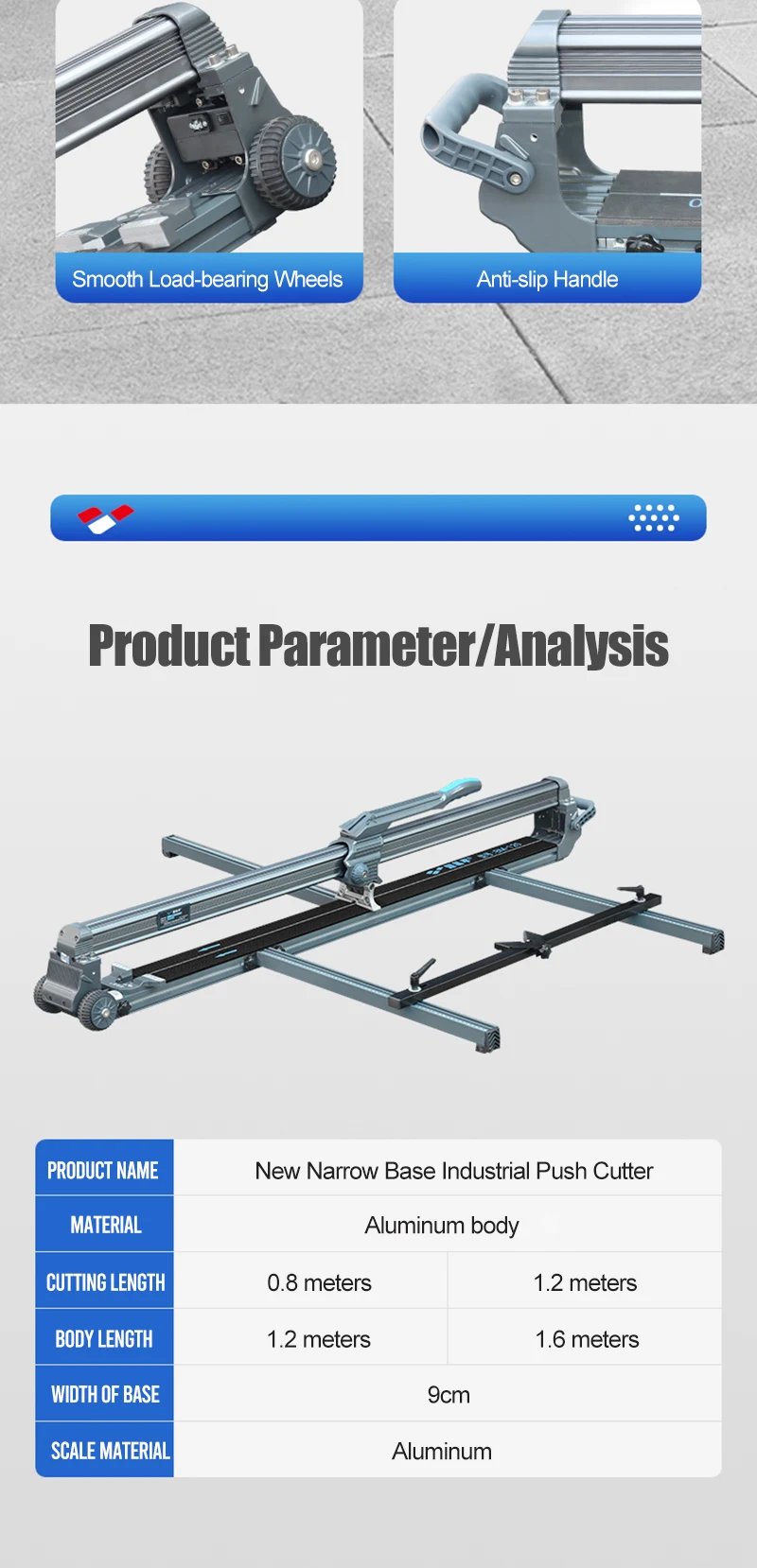 Neuer Manueller Fliesenschneider 1200mm mit Infrarot-Laserpositionierung, Bodenschneider mit Schiebemesser, Professionelles Handwerkzeug zum Fliesenschneiden – Detail 10