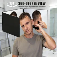 360 °   Espejo de Maquillaje Tríptico Portátil y Plegable con Gancho Telescópico Ajustable en Altura para Cortar el Cabello Solo