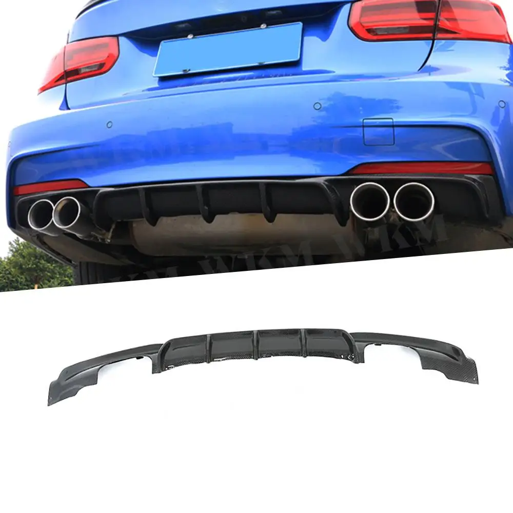 

Rear Bumper Lip Spoiler Diffuser Quad Exhaust Two Outlet for BMW F30 F35 320i 328i M-tech M-sport 2012 - 2018 Carbon Fiber