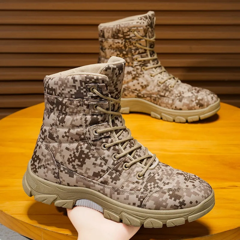 

High Quality Men Tactical High Top Boots Comfortable Anti Slip Hiking Shoes Breathable Hiking Shoes Thick Military Tactical Boot