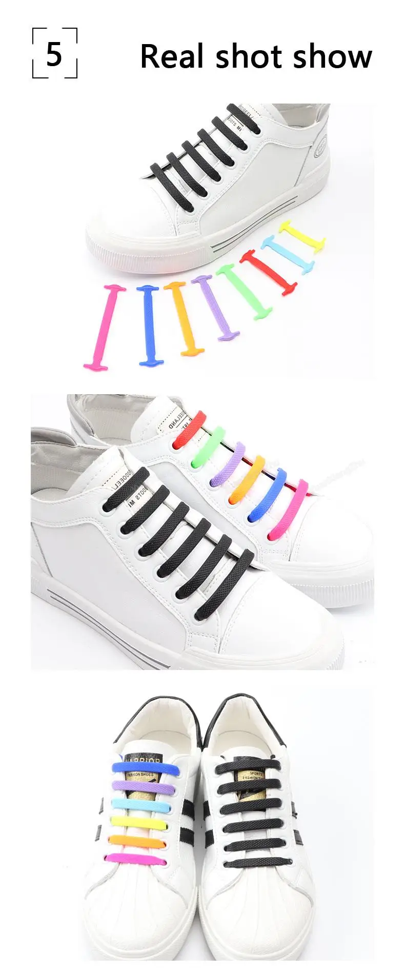 16 Stück elastische Schnürsenkel für Turnschuhe, Silikon-Stretch-Schnürsenkel, keine Krawatte, Schnürsenkel für Kinderschuhe, Gummiband, Schnürsenkel, Schnürsenkel – Detail 9