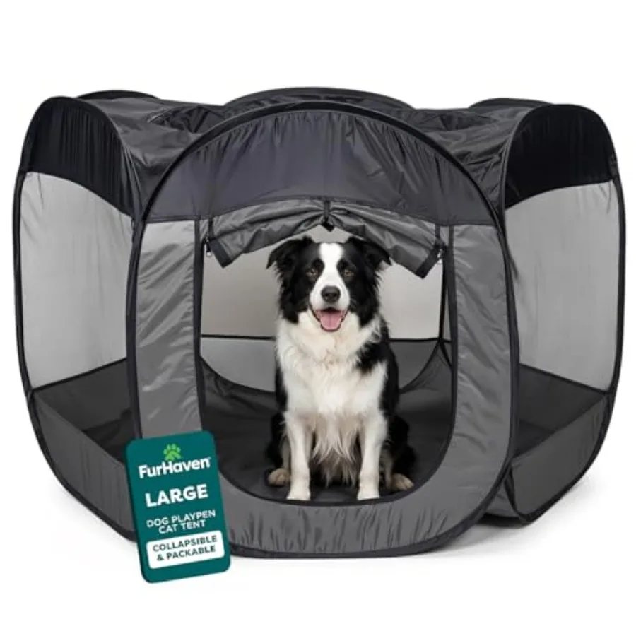 

Портативный манеж для собак и кошек, складной, для использования в помещении, с сетчатыми боковинами, складной дорожный манеж для собак, большой, серый