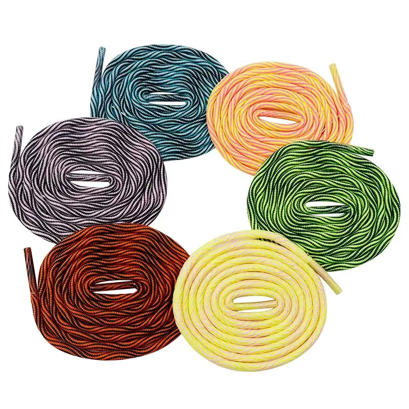 6 Color Stripe Solid Polyester Round Laces 0.4cm Fashion Personalized and Wholesale Custom Laces Casual Sneakers Women 60-200cm