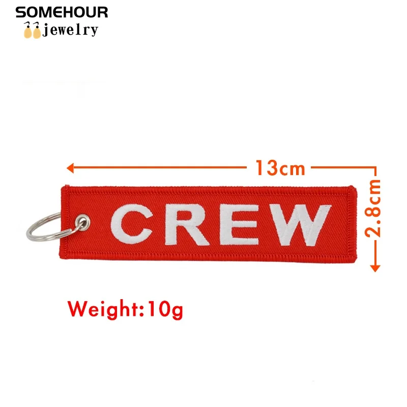 SOMEHOUR Trendy Embroidery Crew Keychain Ilaveros Luggage Tag Safety Label Car Bag Motorcycle Ring Keyholder For Christmas Gifts