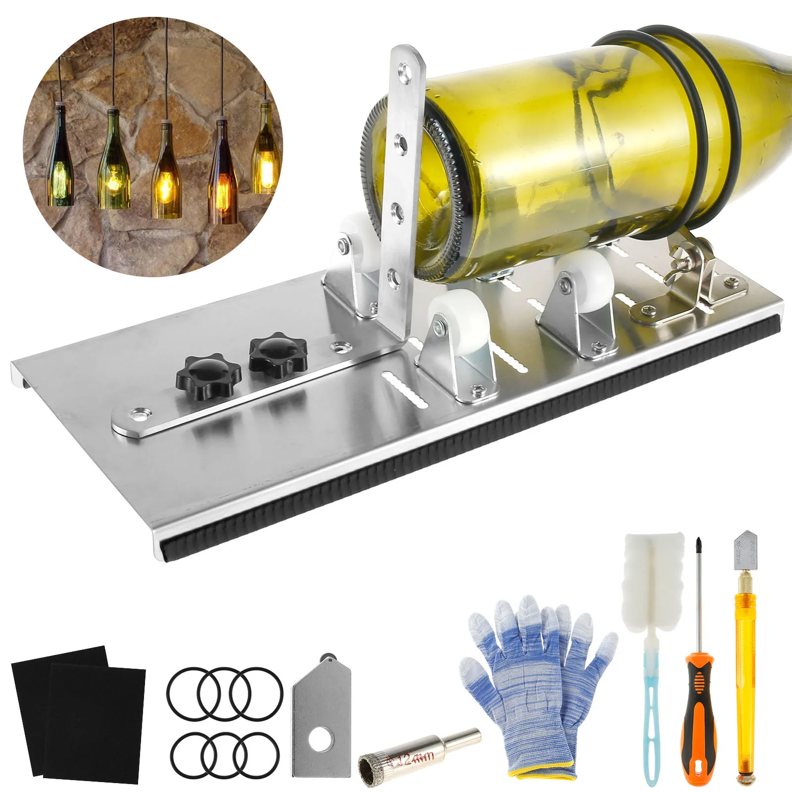 Stainless Steel Glass Cutter Kit Adjustable Wine Glass Bottle Cutting Machine DIY Wine Bottles Crafting Decorations Cutting Tool