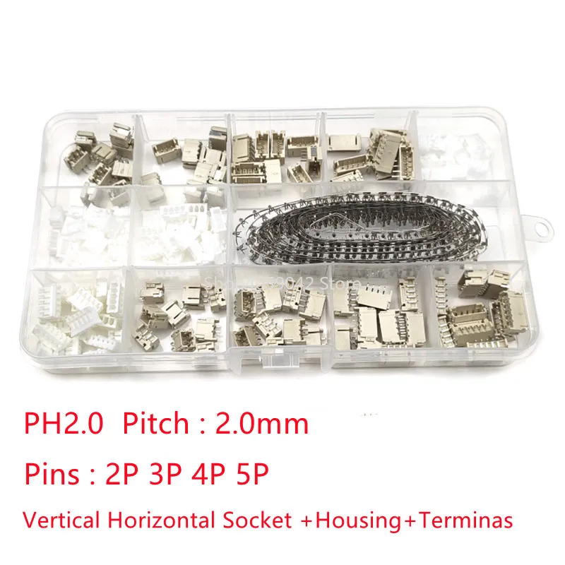 440pcs/box PH2.0 2/3/4/5 Pins 2.0mm Pitch Housing / SMD Pin Header / Terminal Kit Connector Wire-to-Board Receptacle Type