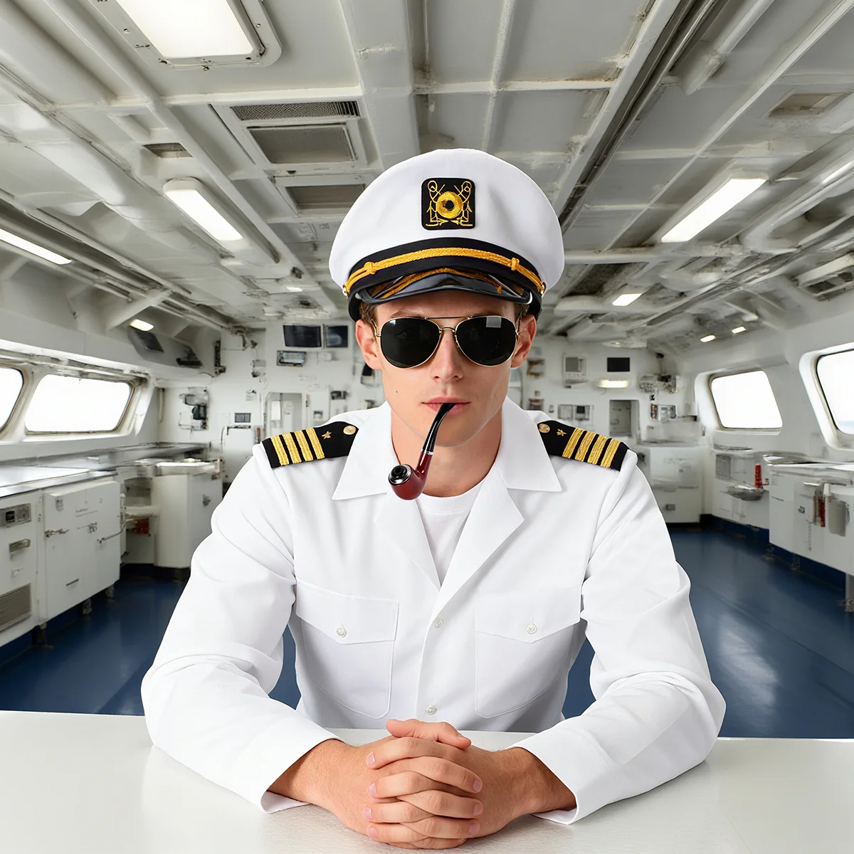 ハロウィンコスプレ海軍大尉帽子パイプサングラスアクセサリーパーティー小道具高品質衣類を除く成人男性女性用