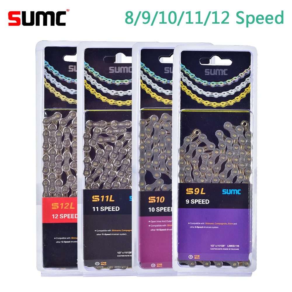 

SUMC Bicycle Chain 8 9 10 11 12 Speed Titanium Ultralight MTB Mountain Road Bike Chains for Shimano SRAM Hollow Bicycle Chain