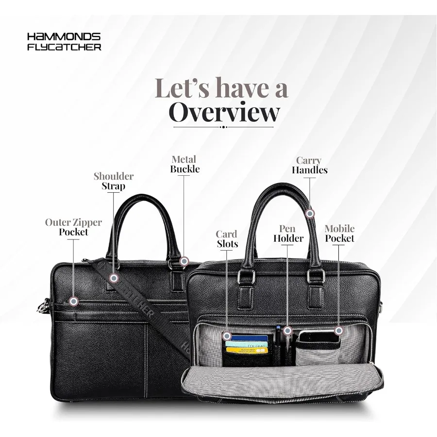 HAMMONDS FLYCATCHER حقيبة لابتوب جلدية أصلية للرجال مبطن 15.6 "كمبيوتر محمول حقيبة ساعي جلدية للرجال حقائب