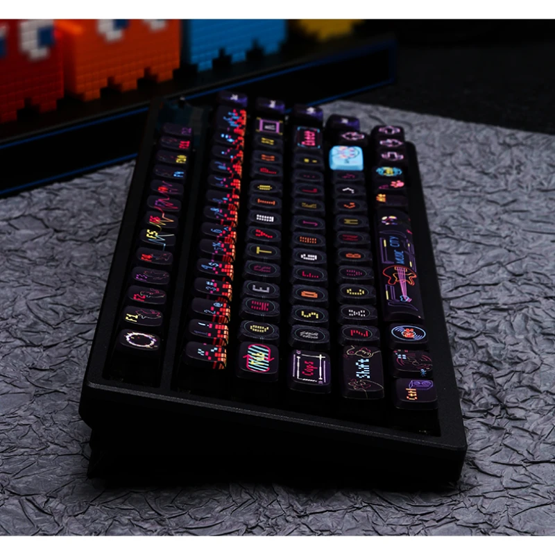 Imagem -06 - Keycaps Conjunto para Teclado Mecânico Mifuny Cool Guitar Cat Theme Pudim Transparente Perfil Pbt Asa Gaming Key Caps 130 Teclas