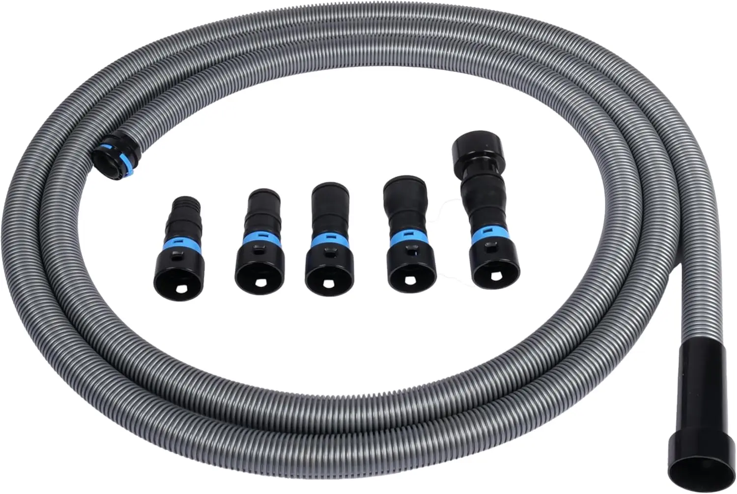 

16 Ft. Flexible Vacuum Hose with Multi-Size Adapters for Dust Collection in Home and Shop Vacuums