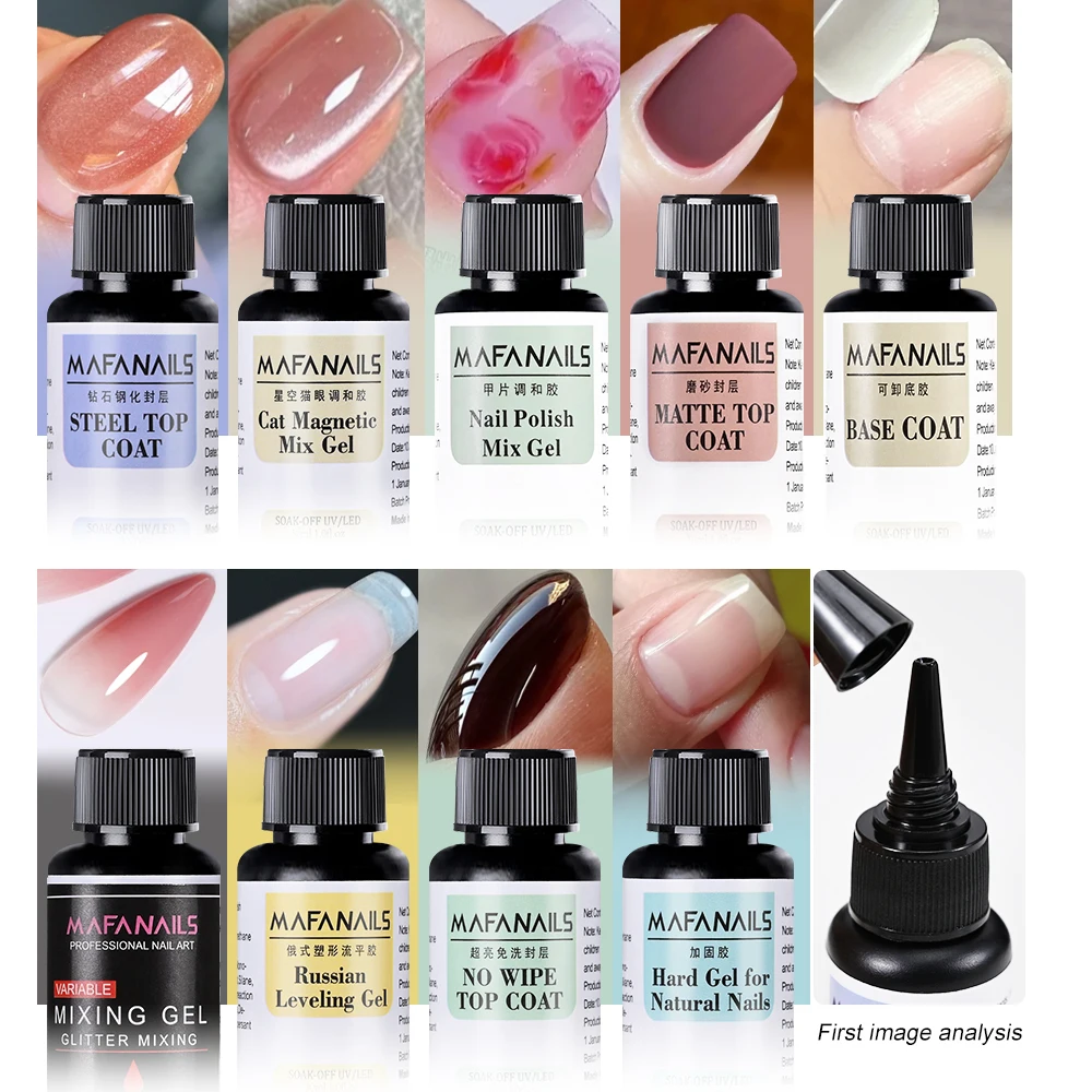 30ml/Bottle Top Coat Base Gel Nail Polish No Wipe Pointed Bottle Russian Leveling Gel Manicure Soak Off UV LED Gel Polish 9Style