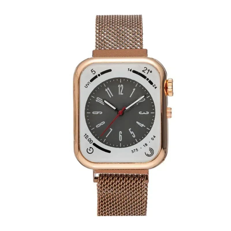 Quartz Square Magnet Mesh Strap Watch, relógio não inteligente para homens e mulheres, relógio estilo esportivo, drop shipping, marca