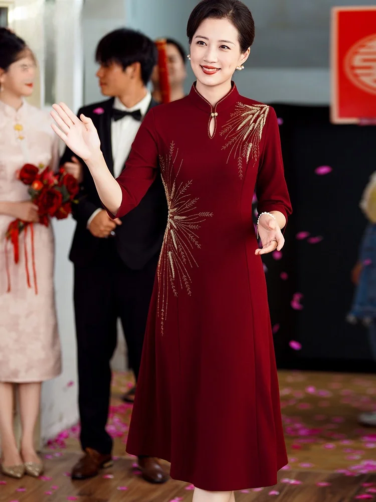 

Ele Mom Wedding Handmade Beaded High-End Dr Chinese Sle Wedding Gown for Mother in Law And Mother of the G...