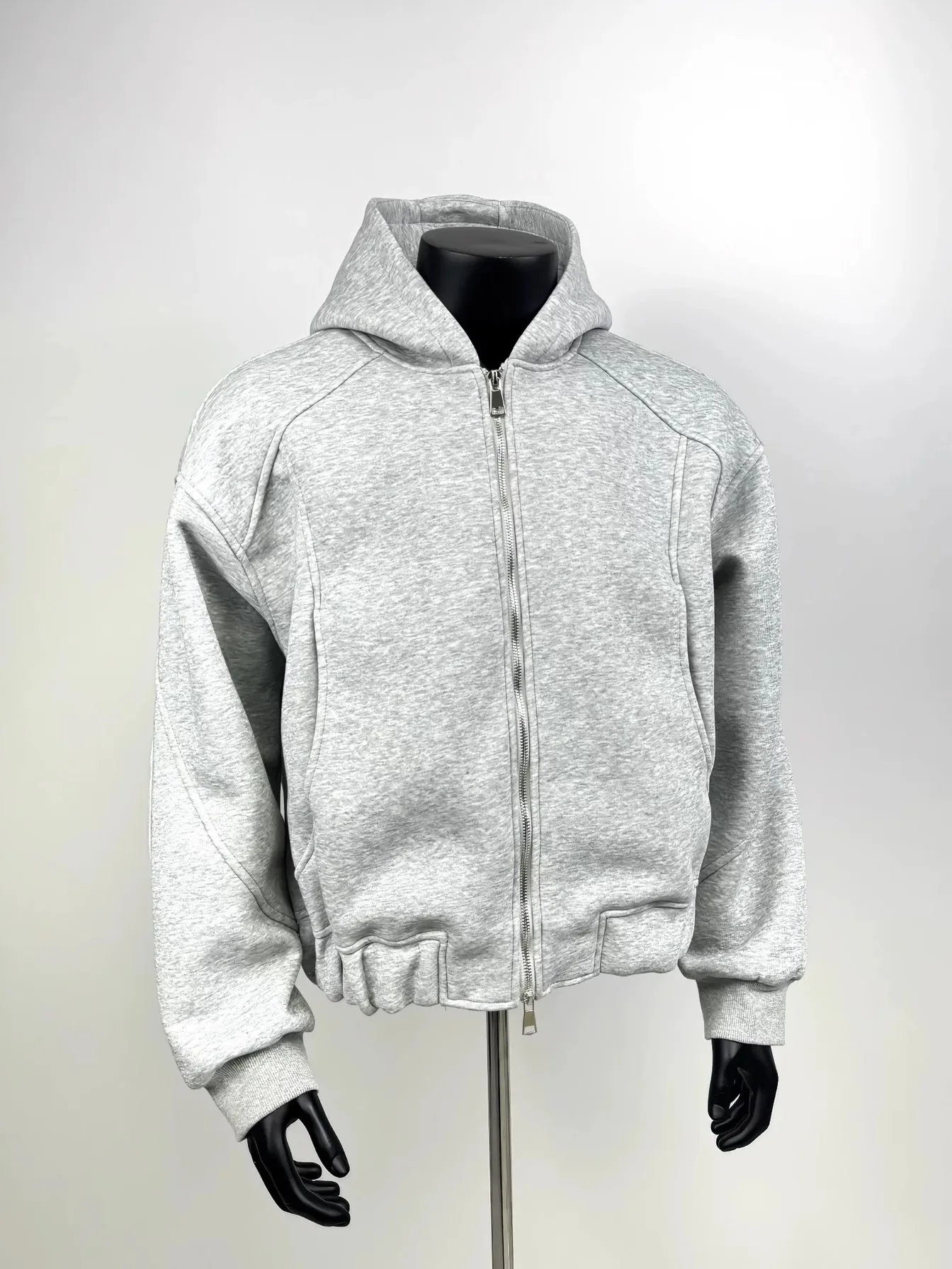 

Heavyweight Hooded Sweatirt Zipper Cool Streetwear Solid Color Loose Fit Jaet for Men Autumn Warm Sportswear