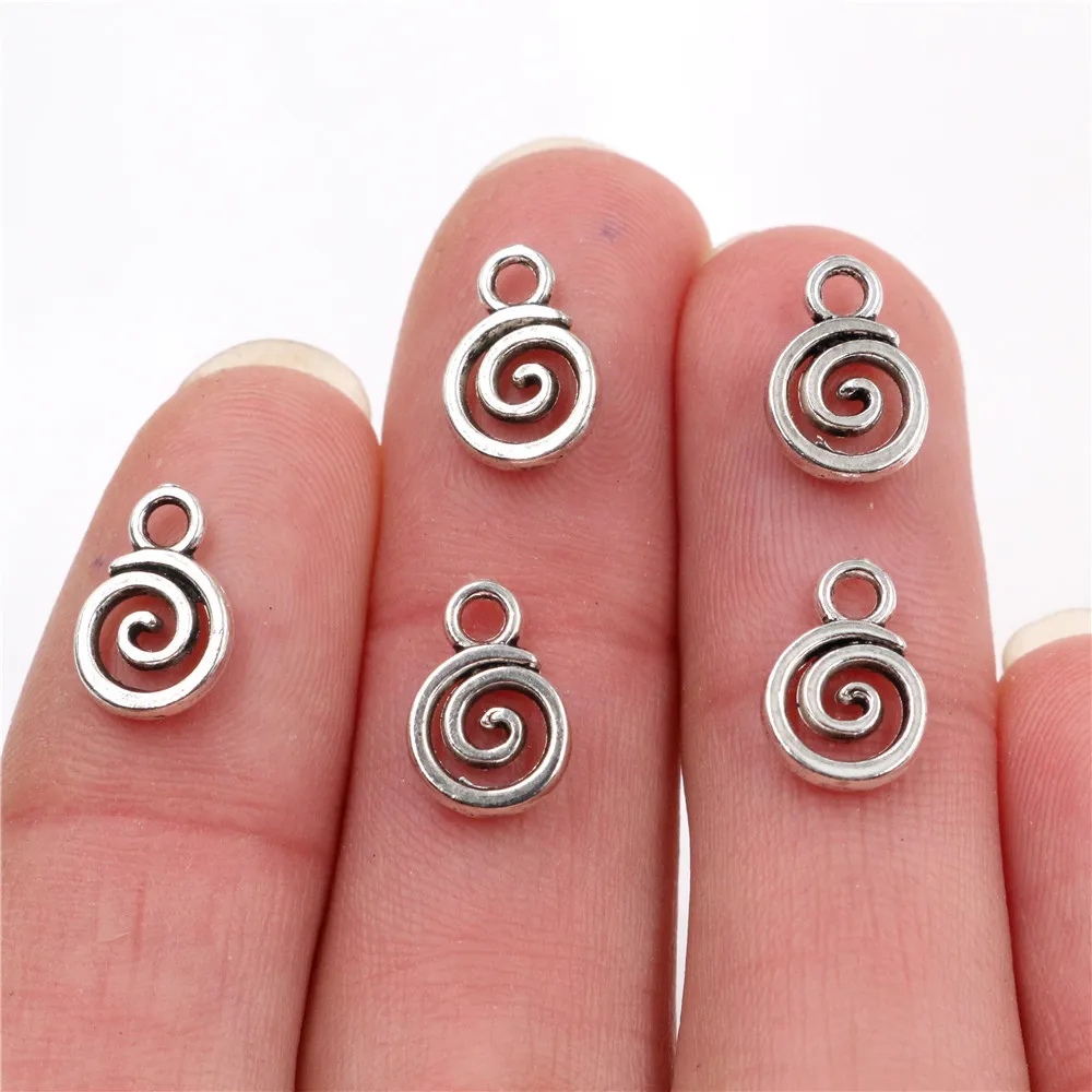 11x8mm 30pcs Antique Silver Plated KC Gold Colors Rhodium Swirl Handmade Charms Pendant:DIY for bracelet necklace