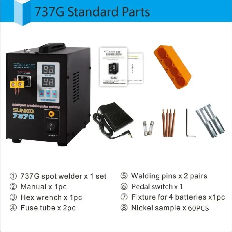 Soldador por puntos de batería 737G, máquina de soldadura por puntos de 2,8 kW para baterías 18650, soldadores por puntos de pulso de precisión