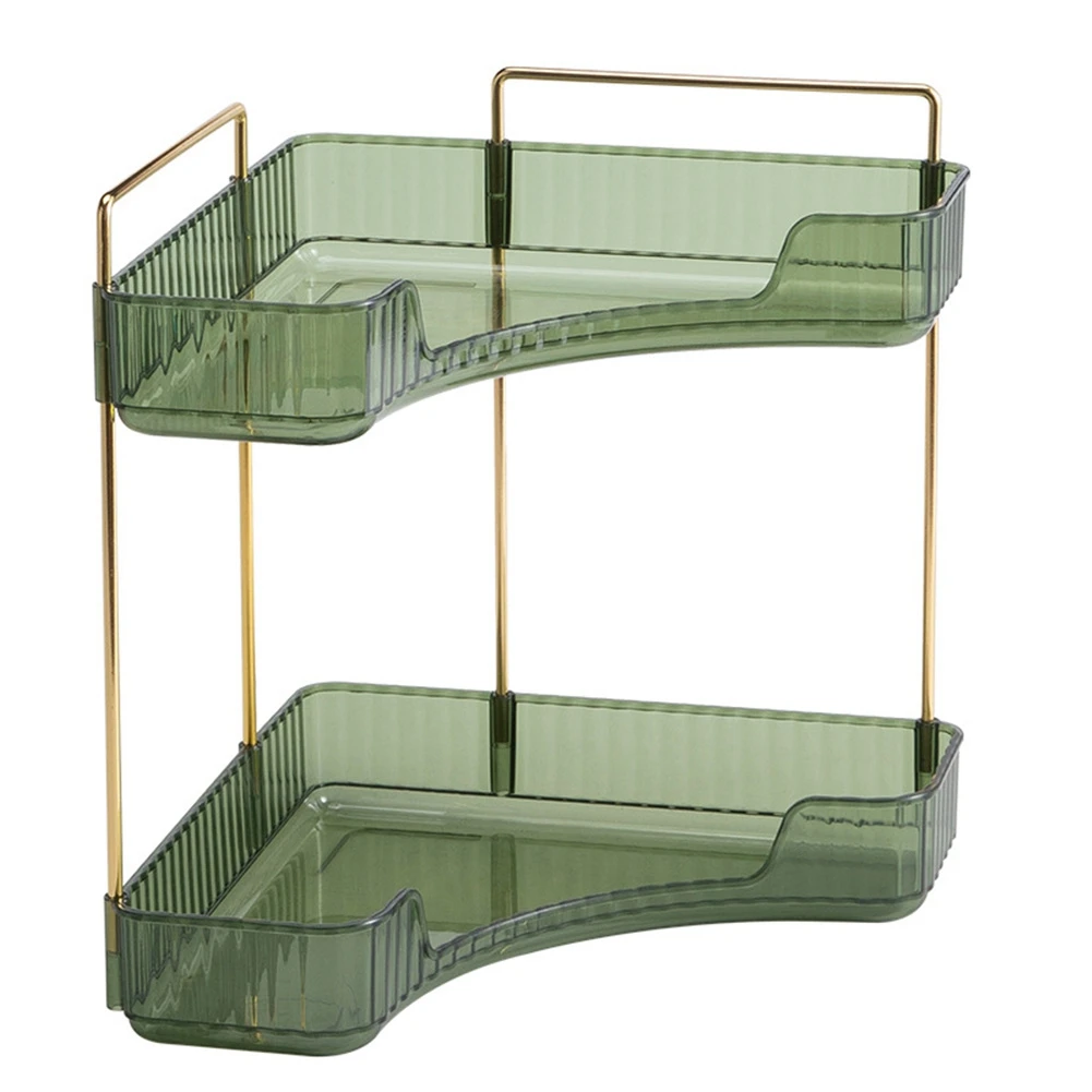 バスルームカウンタートップオーガナイザー、2層、多機能コーナー、メイクアップオーガナイザー、香水