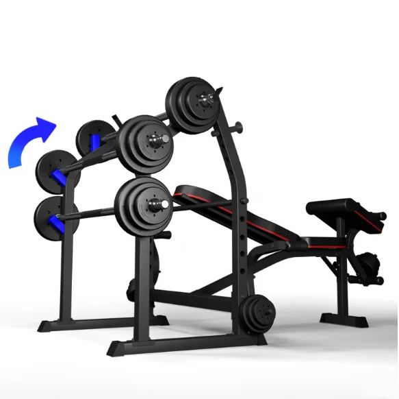 Push bench household fitness equipment barbell set men\'s bench squat rack multifunctional folding weight-lifting bed